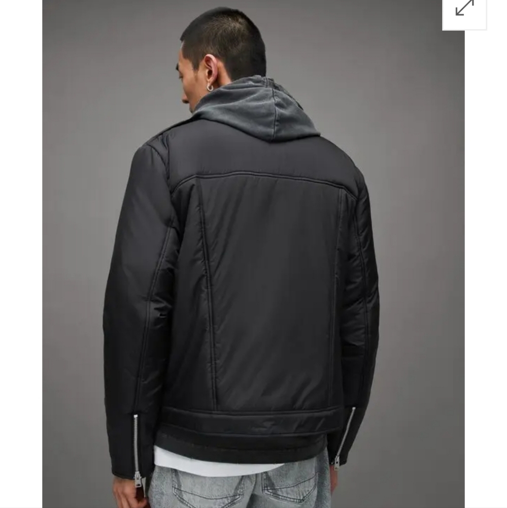 NWOT All Saints Miller Wadded Zip Up Biker Jacket Sz XL - Picture 3 of 12